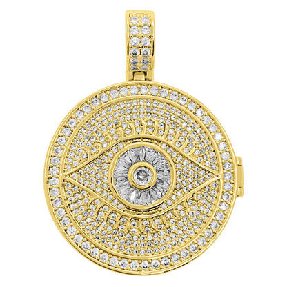 Eye Circle Medallion Iced Out Hip Hop Bling Pendant