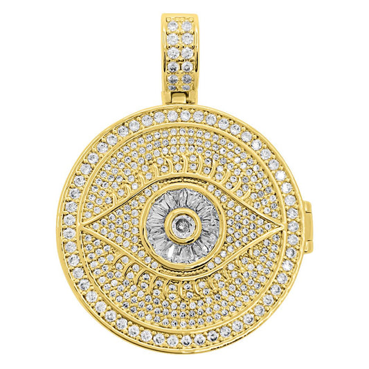 Eye Circle Medallion Iced Out Hip Hop Bling Pendant