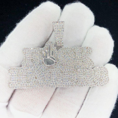 F Haters Middle Finger Iced Out Hip Hop Pendant