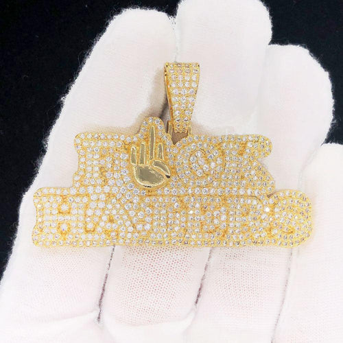 F Haters Middle Finger Iced Out Hip Hop Pendant