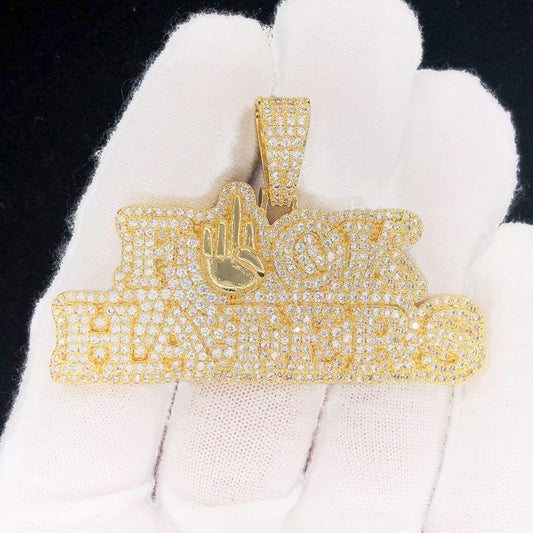 F Haters Middle Finger Iced Out Hip Hop Pendant