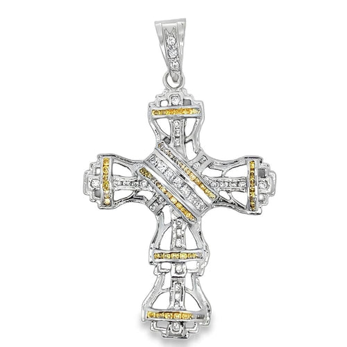 Fancy Ribbon Cross CZ Iced Out Pendant