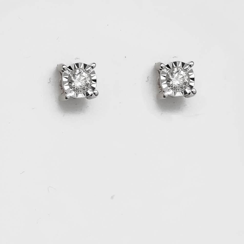 Fanook Stud Diamond Earrings .12cttw 10K Gold