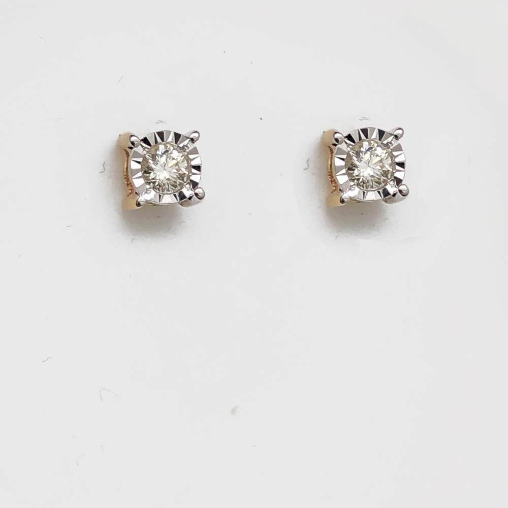 Fanook Stud Diamond Earrings .12cttw 10K Gold