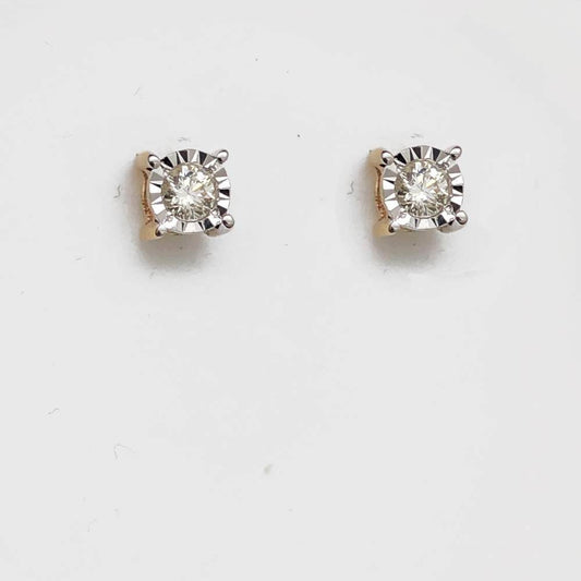 Fanook Stud Diamond Earrings .12cttw 10K Gold