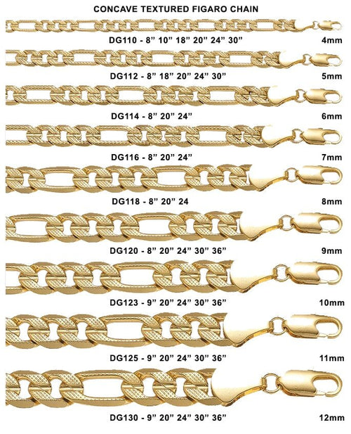 Figaro Concave Frosted Gold Plated Chain Necklace