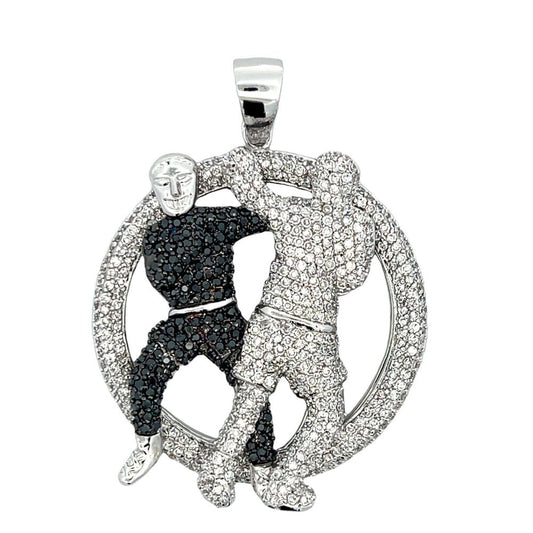 Fighters Black & White CZ Iced Out Pendant