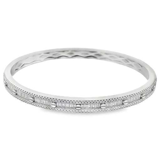 Flat Head Baguette Moissanite Iced Out Bangle .925 Sterling Silver