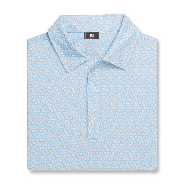 Floral Lisle - White / Sky