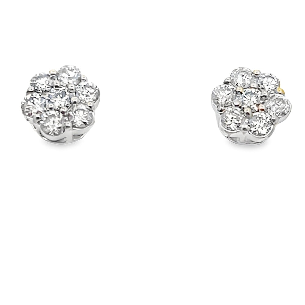 Flower Cluster Diamond Earrings .50cttw 10K Gold