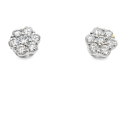 Flower Cluster Diamond Earrings .50cttw 10K Gold