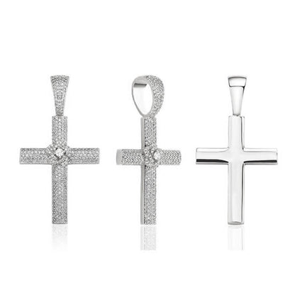 Flower Cross CZ Iced Out Hip Hop Bling Pendant