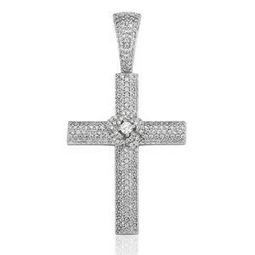 Flower Cross CZ Iced Out Hip Hop Bling Pendant