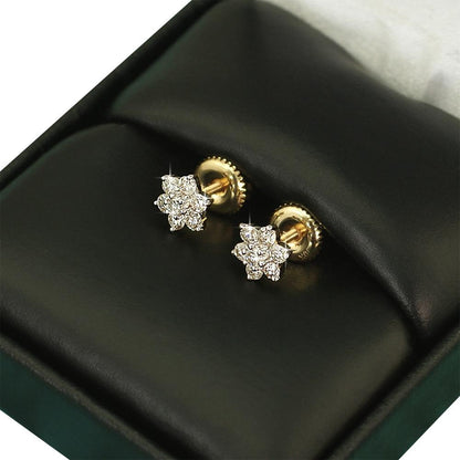 Flower Diamond Earrings .41cttw 10K Yellow Gold