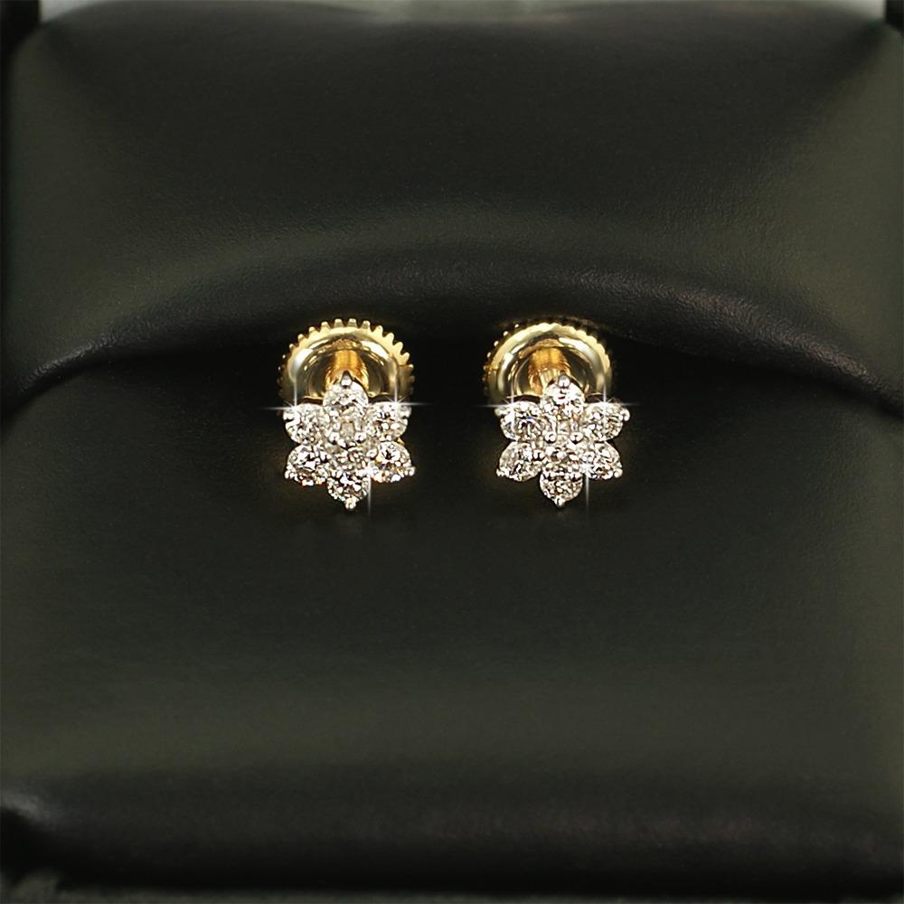 Flower Diamond Earrings .41cttw 10K Yellow Gold