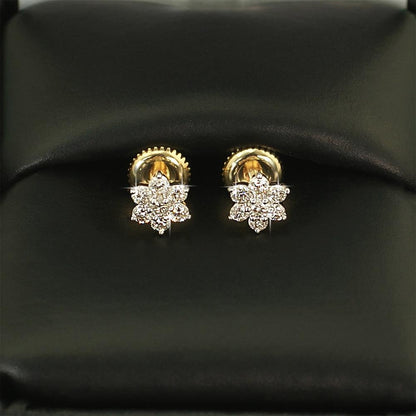 Flower Diamond Earrings .41cttw 10K Yellow Gold