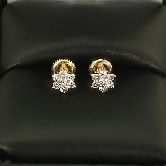 Flower Diamond Earrings .41cttw 10K Yellow Gold