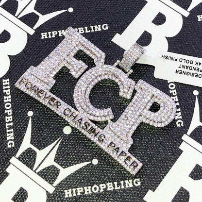 Forever Chasing Paper CZ Hip Hop Bling Bling Pendant