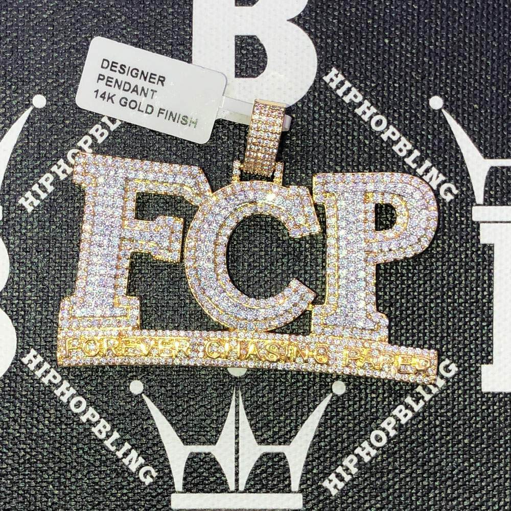 Forever Chasing Paper CZ Hip Hop Bling Bling Pendant