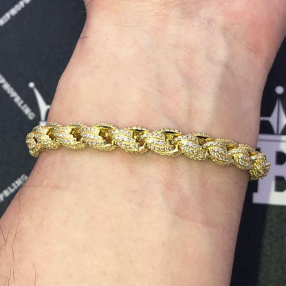 French Rope 8MM VVS CZ Iced Out Hip Hop Bracelet