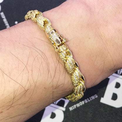 French Rope 8MM VVS CZ Iced Out Hip Hop Bracelet