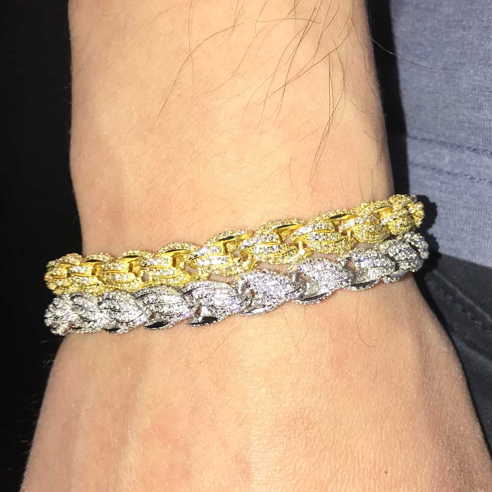 French Rope 8MM VVS CZ Iced Out Hip Hop Bracelet