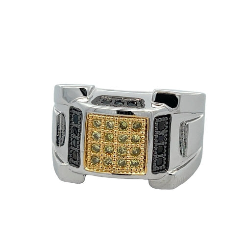 Fresh Black & Yellow CZ Ring .925 Sterling Silver