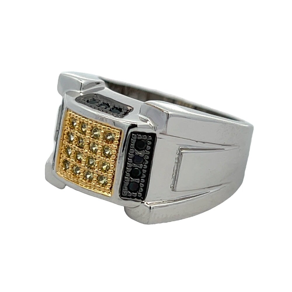 Fresh Black & Yellow CZ Ring .925 Sterling Silver