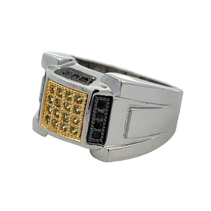 Fresh Black & Yellow CZ Ring .925 Sterling Silver