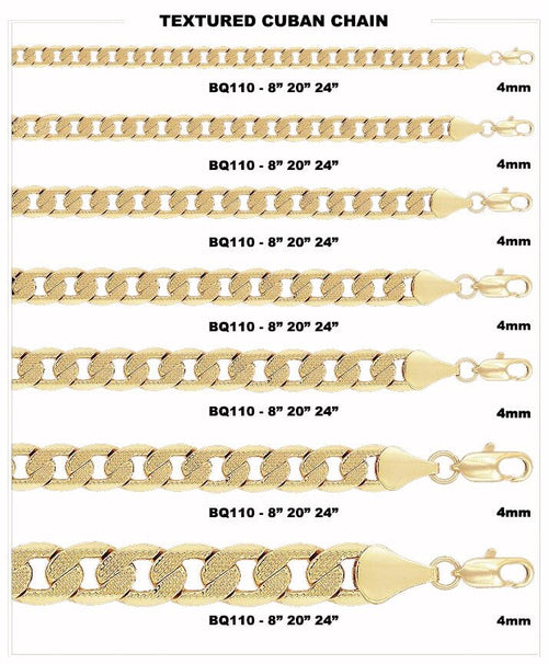 Frosted Cuban Curb Gold Plated Chain Necklace