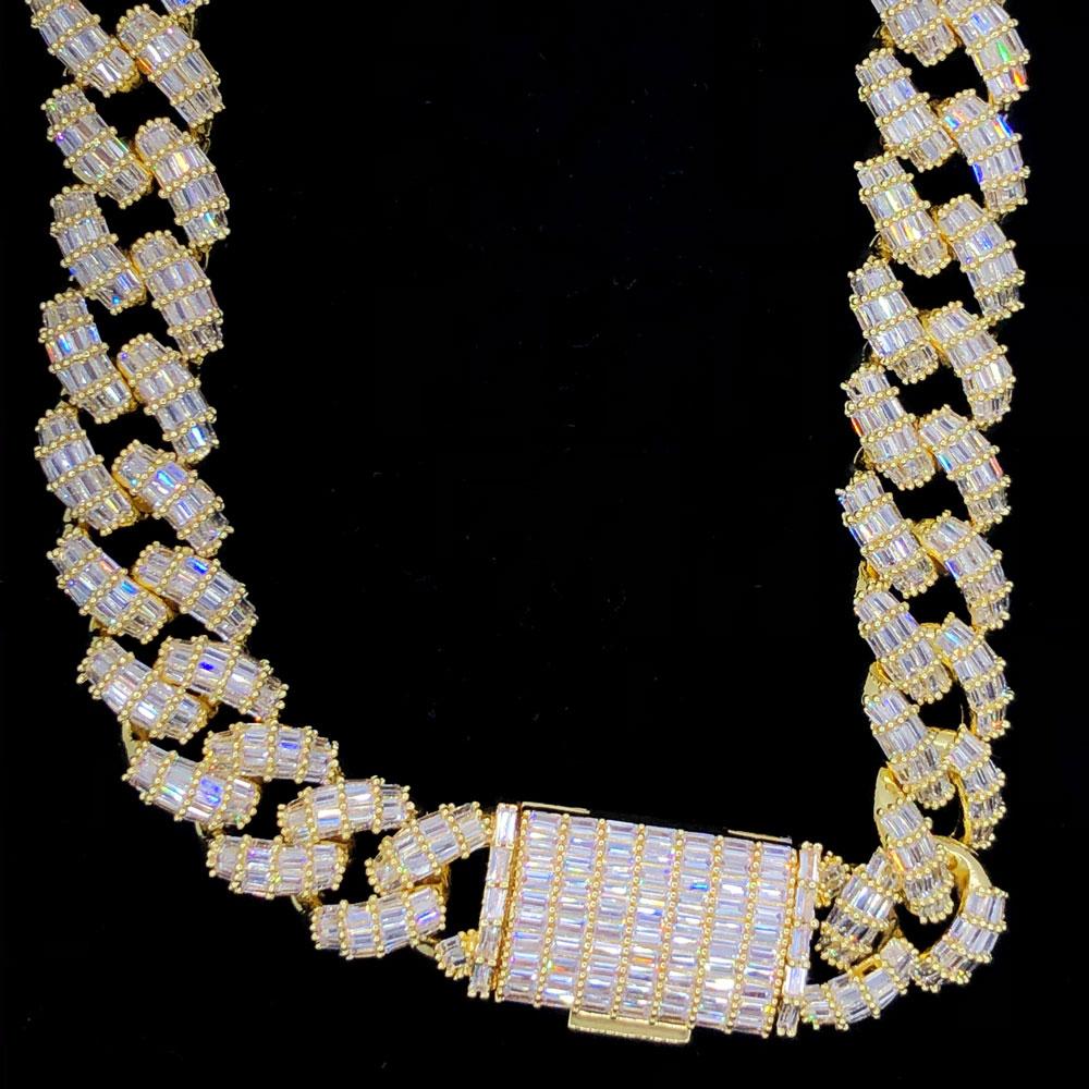 Full Baguette Cuban Hip Hop Bling Bling CZ Iced Out Chain