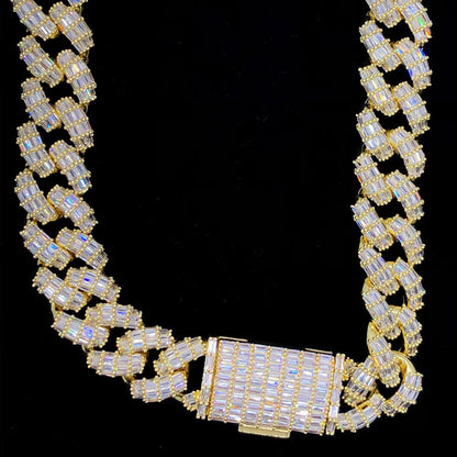 Full Baguette Cuban Hip Hop Bling Bling CZ Iced Out Chain