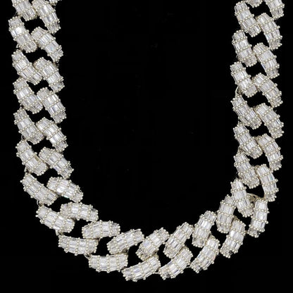Full Baguette Cuban Hip Hop Bling Bling CZ Iced Out Chain