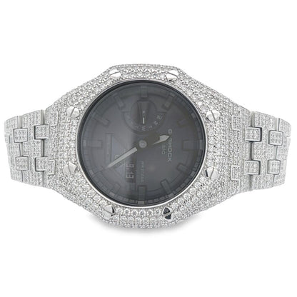 Full Bustdown 17.50 Carat VVS Moissanite Iced Out G Shock GA2100 Watch