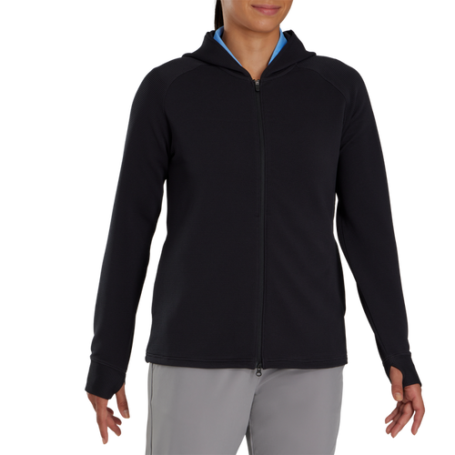 Full-Zip Ottoman Hoodie Women - Black