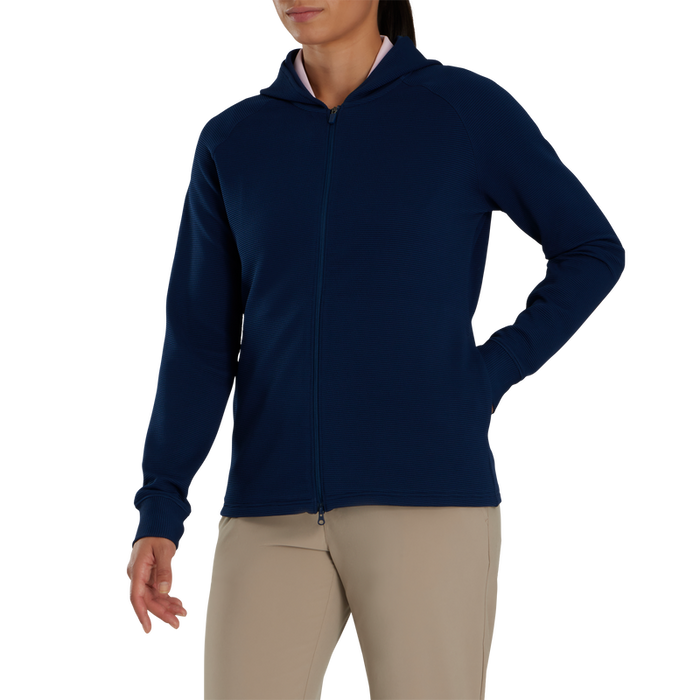 Full-Zip Ottoman Hoodie Women - Navy
