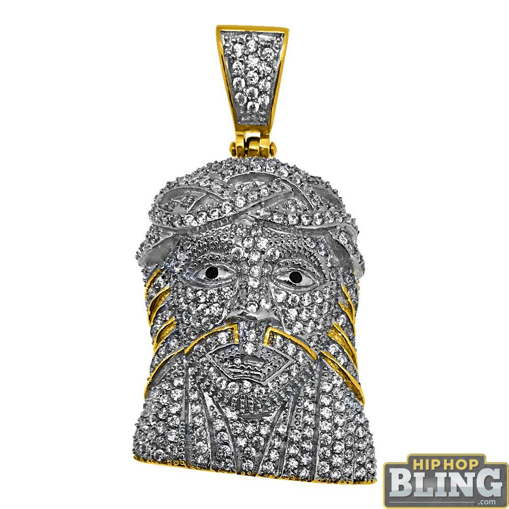 Fully Iced Out Gold Stainless Steel Medium Jesus Piece
