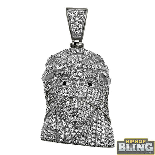 Fully Iced Out Stainless Steel Medium Jesus Piece
