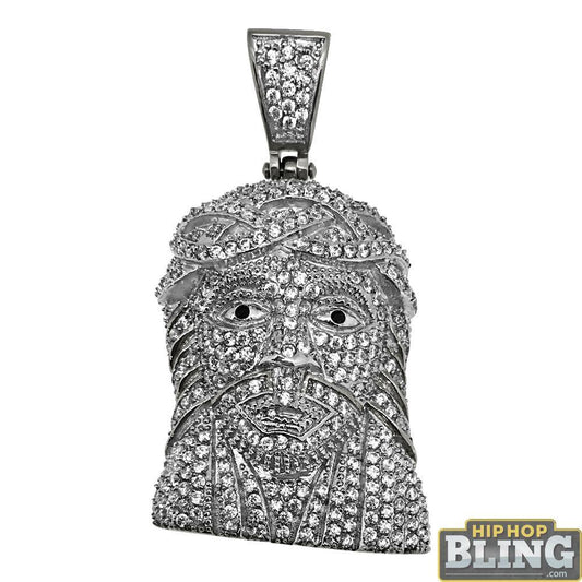 Fully Iced Out Stainless Steel Medium Jesus Piece