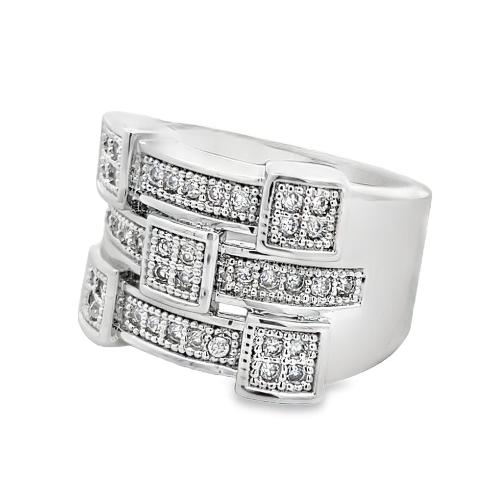 Futuristic CZ Ring .925 Sterling Silver