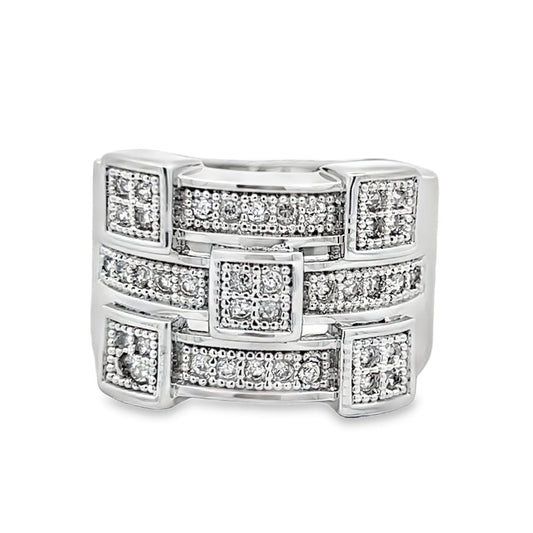 Futuristic CZ Ring .925 Sterling Silver