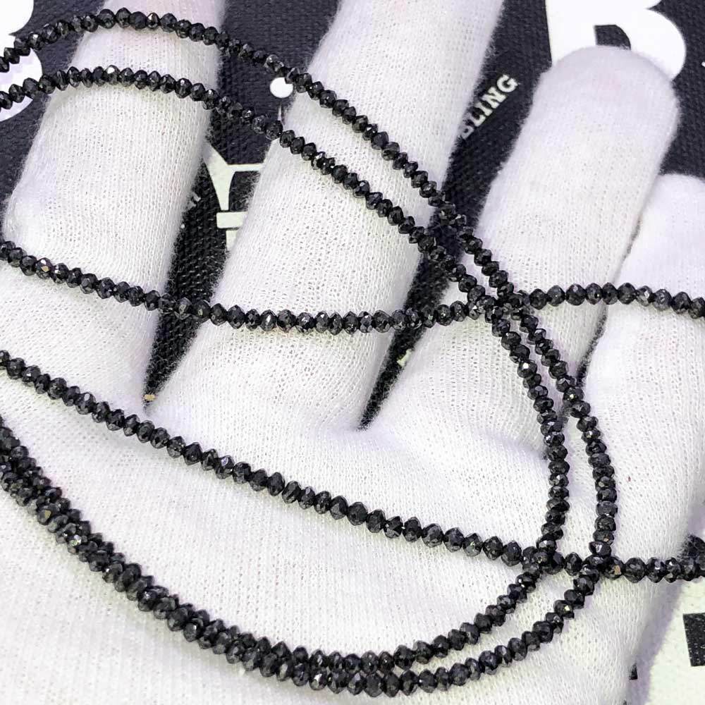 Genuine Black Diamond Solitaire Bead Chain 14K Gold