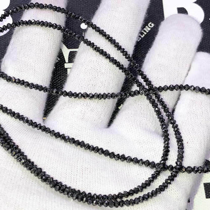 Genuine Black Diamond Solitaire Bead Chain 14K Gold