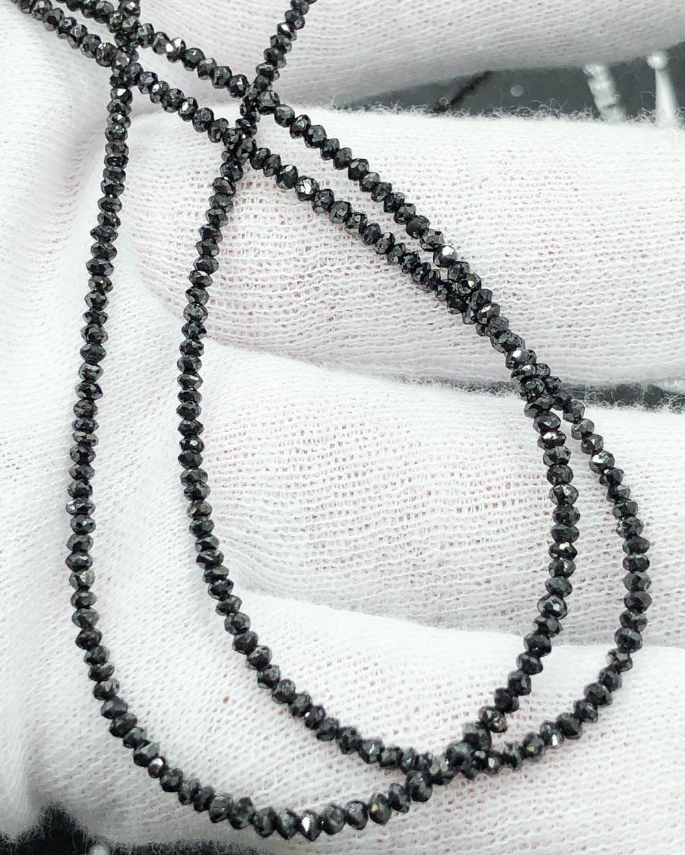 Genuine Black Diamond Solitaire Bead Chain 14K Gold