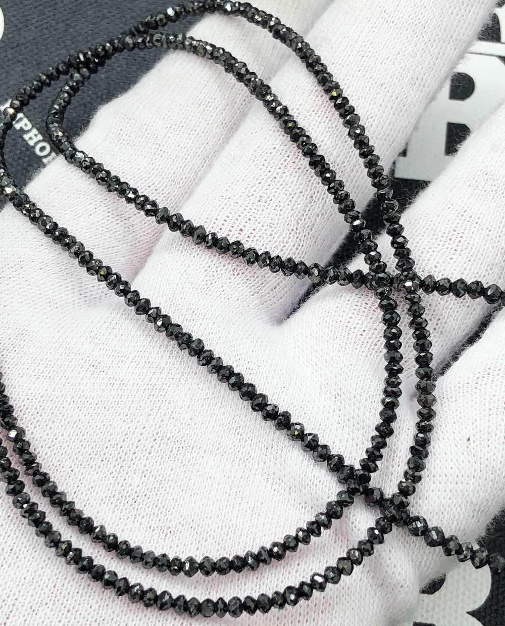 Genuine Black Diamond Solitaire Bead Chain 14K Gold