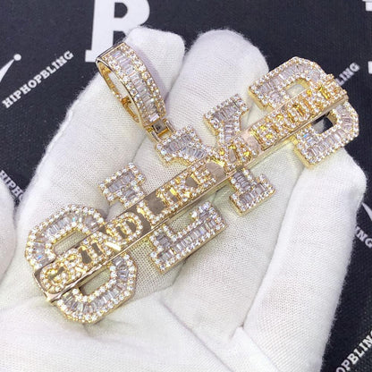 GLYD Grind Like Ya Broke Baguette VVS CZ Iced Out Pendant