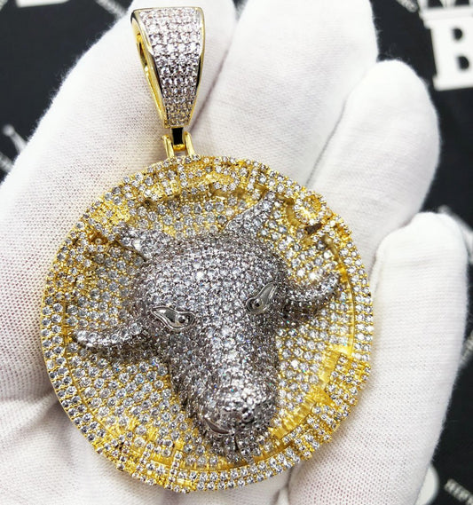GOAT Greatest of all Time Circle CZ Iced Out Pendant