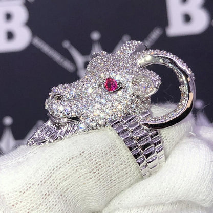 GOAT Iced Out Hip Hop Bling Ring