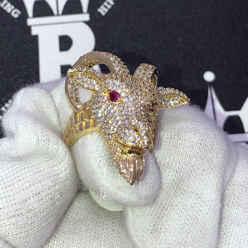 GOAT Iced Out Hip Hop Bling Ring