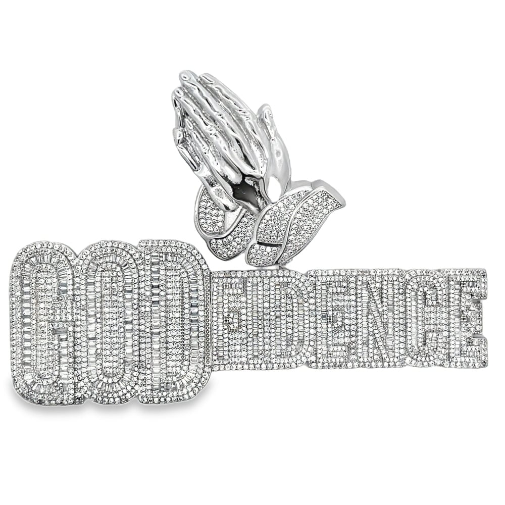 GODfidence Prayer Hands CZ Iced Out Pendant
